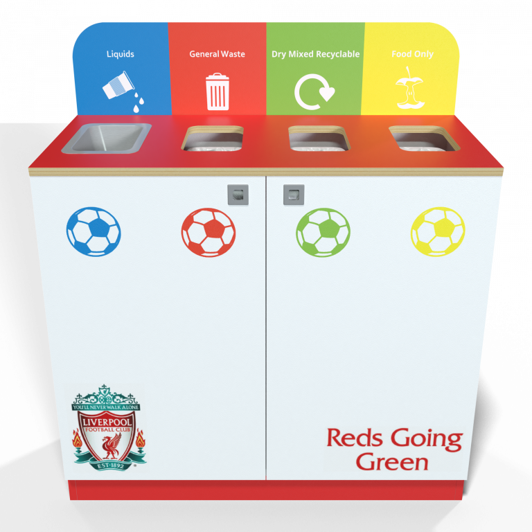 liverpool football club going green recycling bins