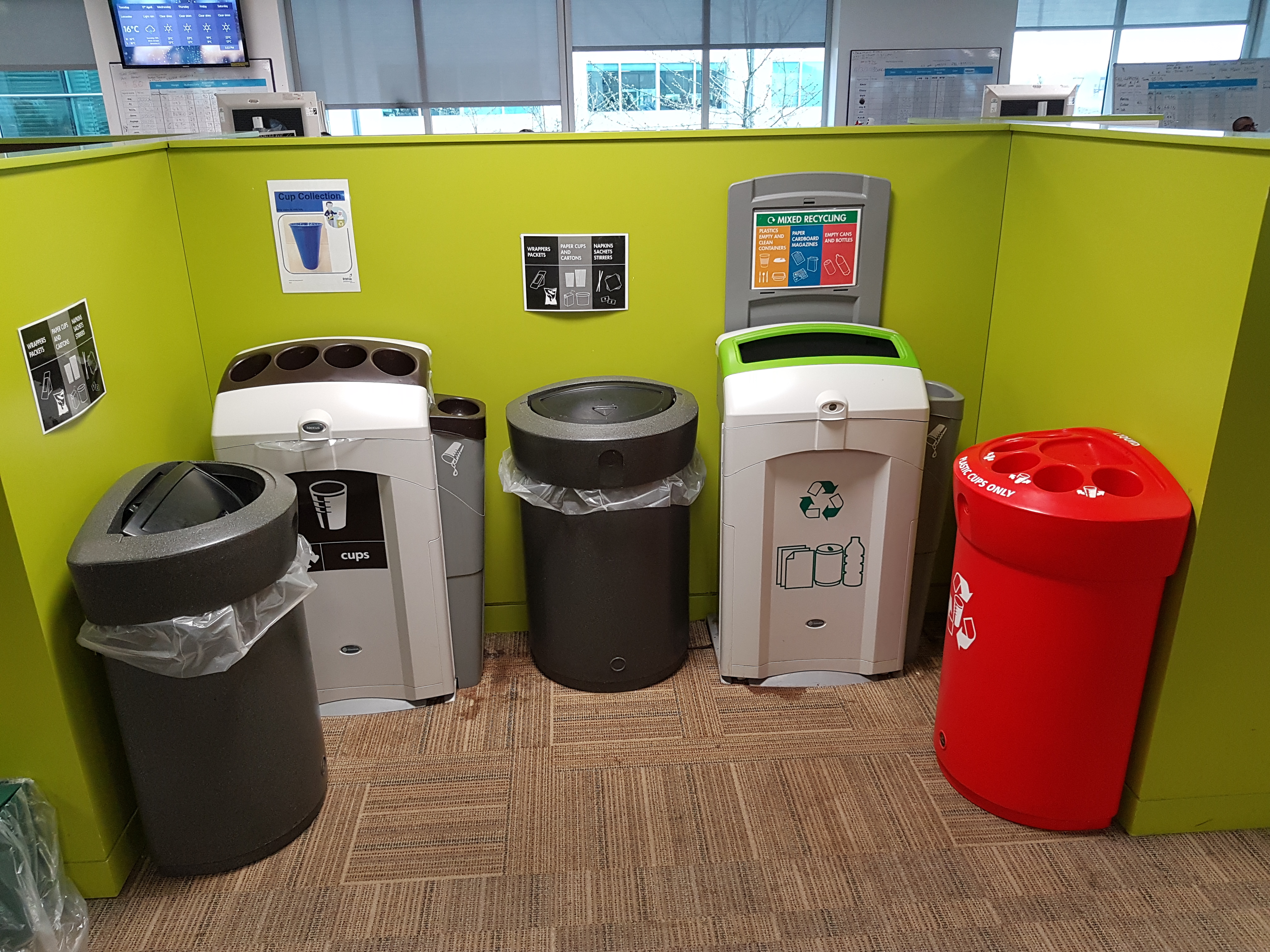 3 compartment recycling bins