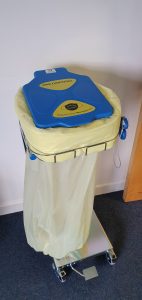 bin with pedal operated lid for hygienic disposal of ppe waste