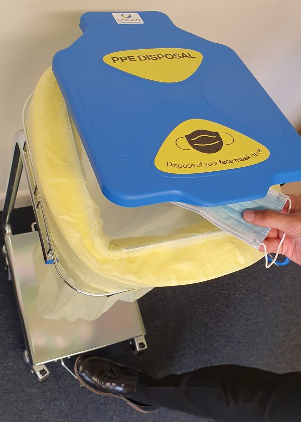 longopac contactless ppe waste bin with pedal lid