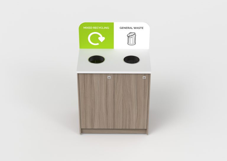 designer recycling and waste bin station