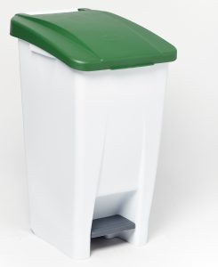 mobile pedal operated bin with green lid