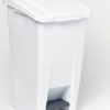 mobile pedal operated bin with white lid