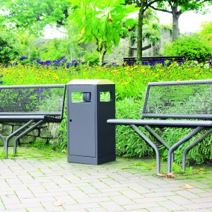 modern black weatherproof outdoor litter bin for on the go waste