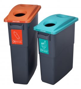office recycling bins for waste and mixed recycling