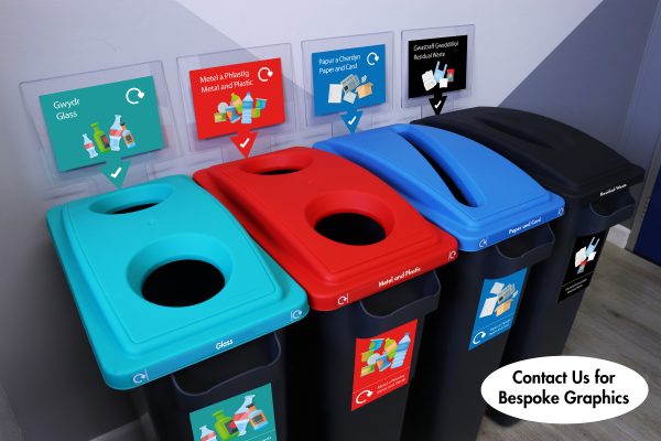 bilingual recycling bin Graphics - new wales regulations signage