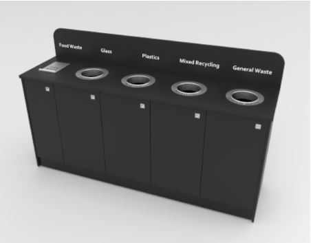 smart black recycling and waste bin custom made