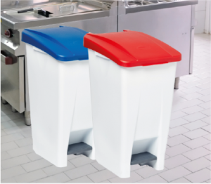mobile plastic bins with pedal operated lid great for waste or designated recycling