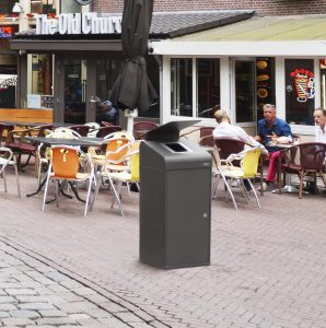 Urban Outdoor Recycling Bin with rain hood