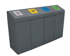 urban indoor or outdoor recycling station 2W+2W self closing flaps