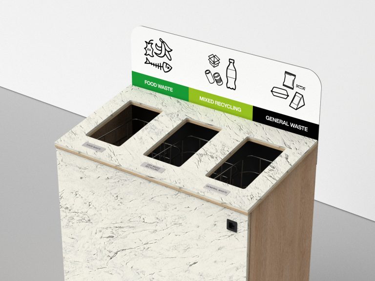 carrera marble office recycling bin with 3 compartments