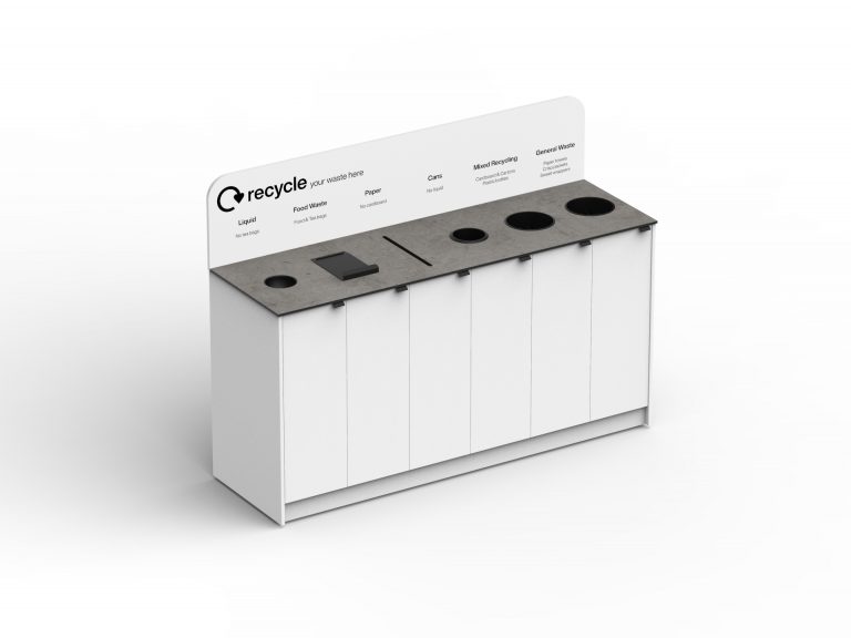 bespoke recycling bin station for large modern corporate office