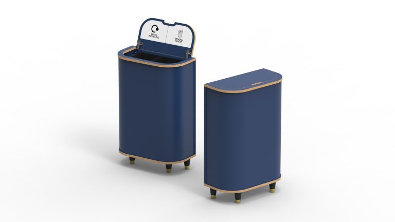 unisan bespoke designed curved recycling bin station