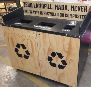 wooden custom designed recycling bin