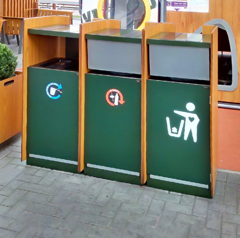 outdoor bin cabinet for recycling and general waste