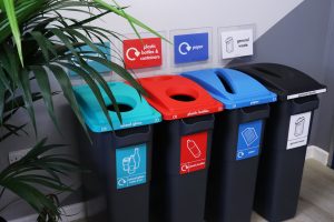recycling bins for segregating waste at work