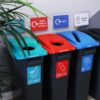 recycling bins for segregating waste at work