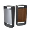 metal and wooden outdoor recycling bin