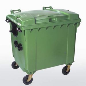 1100 litre green plastic wheelie bin