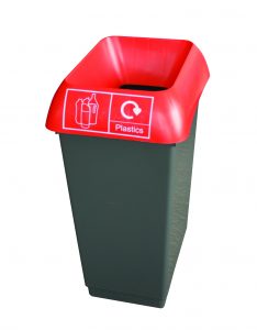 red plastic waste recycling bin for offices
