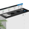 Recycling&Hygiene Station. with brushed stainless steel waste chute and lid