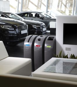 smart grey recycling bins for office and reception areas