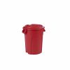 red durable bins with lids in red for warehouse or production areas