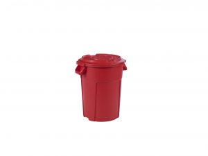 red durable bins with lids in red for warehouse or production areas