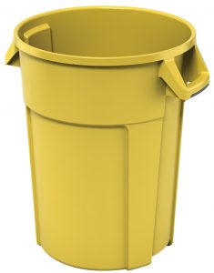 large yellow recycling bin industrial