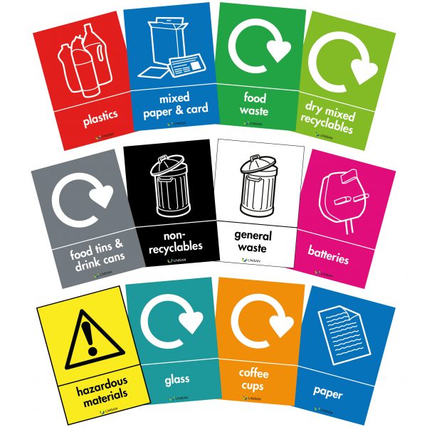 recycling bin labels 148 x 105mm self adhesive vinyl sticker