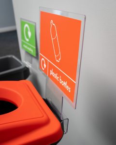 agile clip on backboard signage for recycling bins
