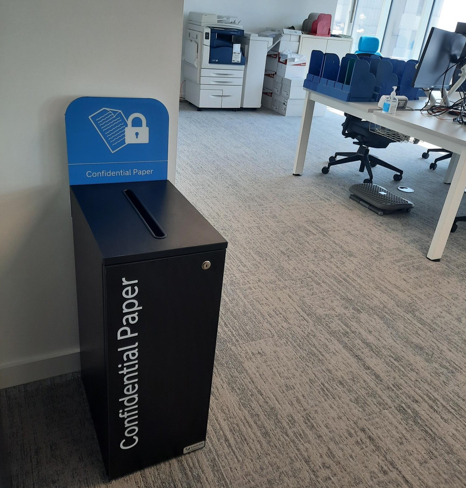 aspire lockable recycling bin for confidential office paper waste