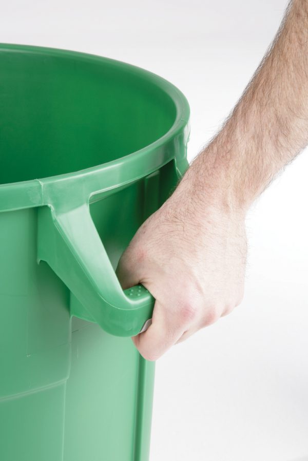 durable handle on industrial recycling bin