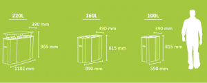 dimensions of multi compartment office recycling bins