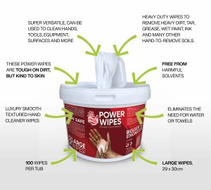 hanzl power wipes heavy duty hand cleaner wipes for removing oil, tar, grease, paint, dirt