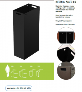 internal waste bin for inside cabinets