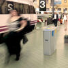 indoor and outdoor multi compartment recycling bins for train stations and airports and schools