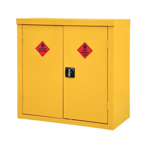yellow hazardous storage cabinet